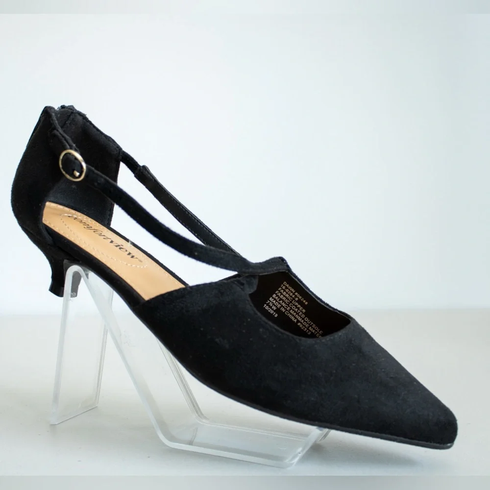Comfortview Dawn Pointed Pumps Black Kitten Heels Cutout Women’s Shoes Size 7.5W